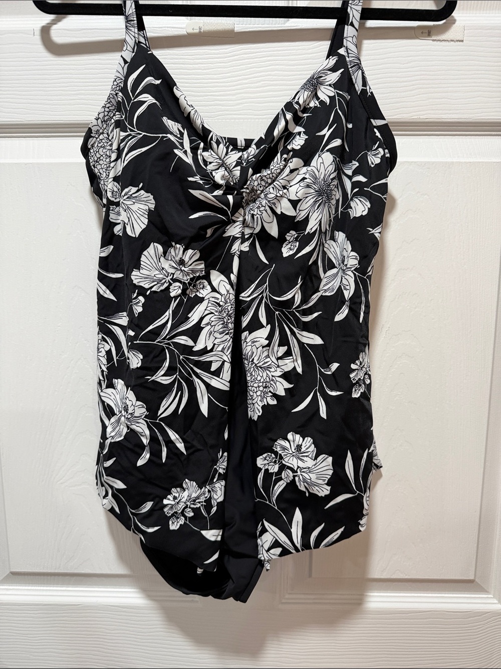 Source Unknown Black & White Floral One-Piece Swimsuit